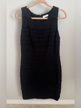 Calvin Klein Black Sleeveless Tiered Sheath Dress